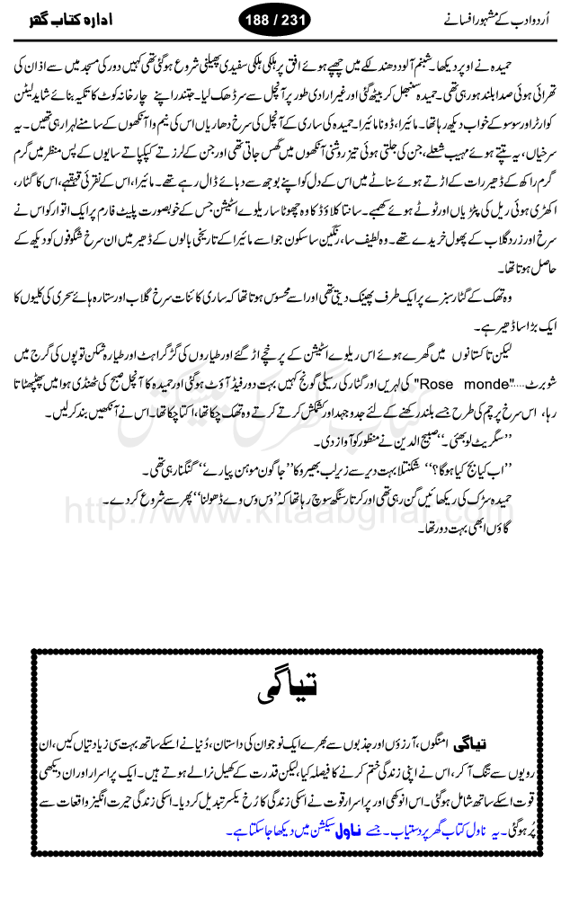 SitaroN se Agay by Qurratul ain Haider, a well known female urdu short story writer, who has many memorable urdu afsanay on her credit. His novel Aag ka darya is one of the classic novel on the topic of indo-pak partition