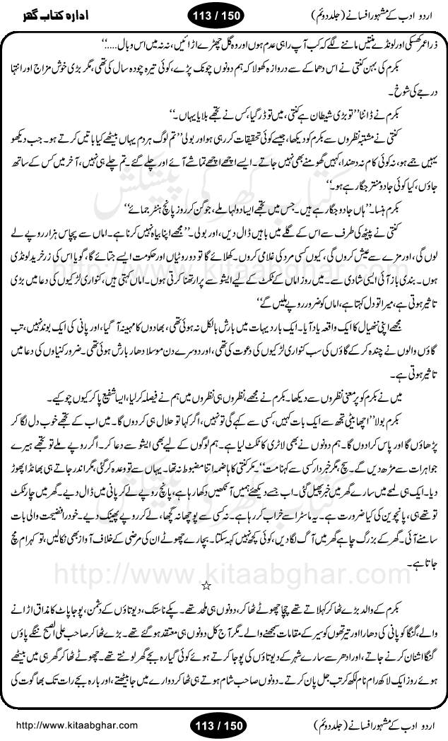 Urdu Adab ke Mashhoor (maroof) Afsanay is a second collection of selective short stories (afsane) of famous urdu writers (afsana nigar). It contains Kali Bala by Shaukat Siddiqi, Qaidi by Ibrahim Jalees, Akhrot Jha chuha bhes by Mumtaz Mufti, Saib ka Darakht, Bottle ka Jini by A. Hameed, Fasla by Wajda Tabassum, Badam Rangi by Balwant Singh, Bayhuda Khawand by Kanhaya Lal Kapoor, Ajeeb Qatal by Sheen Meem Jamil, Dil hi tou hay, Bhanwar, Gondani by Ghulam Abbas, Majeed ka Mazi, Pooja Phadday Baz by Saadat Hasan Manto, Mader Zaad by Khawaja Ahmed Abbas, Ooper Gori ka makaan by Agha Babar, Adha by Gulzar, SahibaN Mirza by Ali Haider Malik, Lottery by Munshi Prem Chand, Molvi Maherban Ali by Ibn-e-Insha, Lemon Juice by Chiter Sain, Gher Qanooni Mashwara, Loh-e-Mazar by MopasaN (terjuma), Aik thi Fakhta by Muhammad Mansha Yaad, Soti Salgira by Ashfaq Ahmed