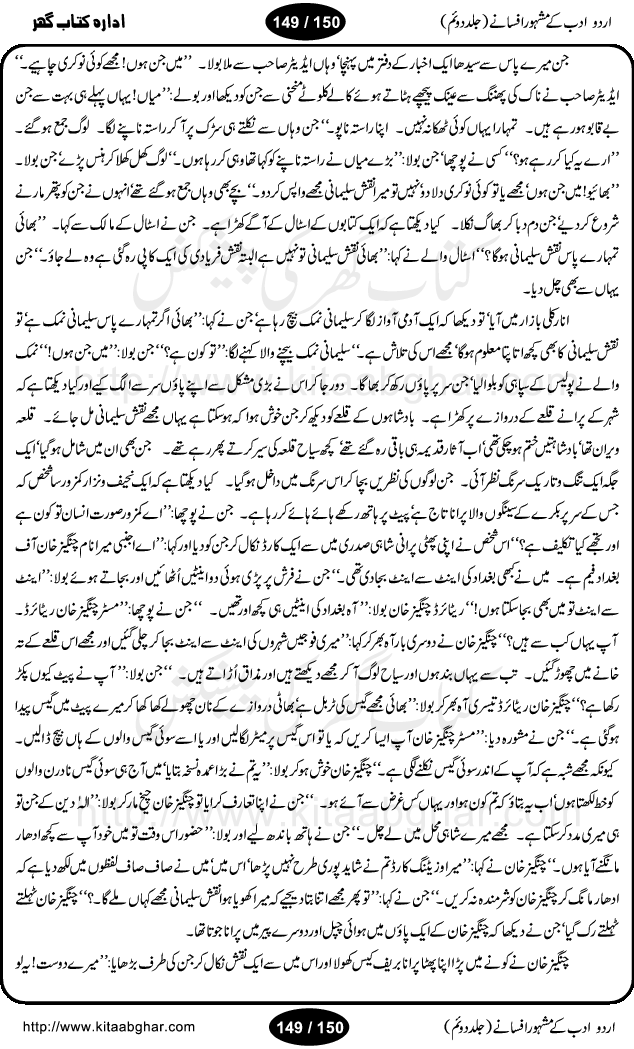 Urdu Adab ke Mashhoor (maroof) Afsanay is a second collection of selective short stories (afsane) of famous urdu writers (afsana nigar). It contains Kali Bala by Shaukat Siddiqi, Qaidi by Ibrahim Jalees, Akhrot Jha chuha bhes by Mumtaz Mufti, Saib ka Darakht, Bottle ka Jini by A. Hameed, Fasla by Wajda Tabassum, Badam Rangi by Balwant Singh, Bayhuda Khawand by Kanhaya Lal Kapoor, Ajeeb Qatal by Sheen Meem Jamil, Dil hi tou hay, Bhanwar, Gondani by Ghulam Abbas, Majeed ka Mazi, Pooja Phadday Baz by Saadat Hasan Manto, Mader Zaad by Khawaja Ahmed Abbas, Ooper Gori ka makaan by Agha Babar, Adha by Gulzar, SahibaN Mirza by Ali Haider Malik, Lottery by Munshi Prem Chand, Molvi Maherban Ali by Ibn-e-Insha, Lemon Juice by Chiter Sain, Gher Qanooni Mashwara, Loh-e-Mazar by MopasaN (terjuma), Aik thi Fakhta by Muhammad Mansha Yaad, Soti Salgira by Ashfaq Ahmed