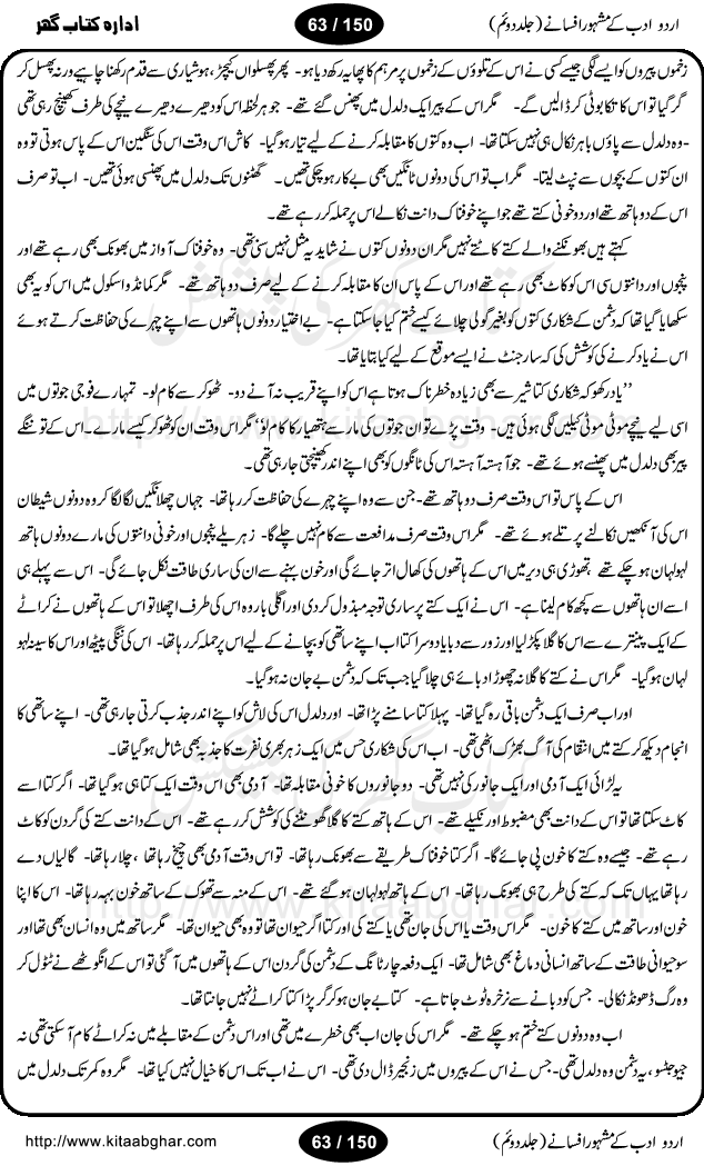 Urdu Adab ke Mashhoor (maroof) Afsanay is a second collection of selective short stories (afsane) of famous urdu writers (afsana nigar). It contains Kali Bala by Shaukat Siddiqi, Qaidi by Ibrahim Jalees, Akhrot Jha chuha bhes by Mumtaz Mufti, Saib ka Darakht, Bottle ka Jini by A. Hameed, Fasla by Wajda Tabassum, Badam Rangi by Balwant Singh, Bayhuda Khawand by Kanhaya Lal Kapoor, Ajeeb Qatal by Sheen Meem Jamil, Dil hi tou hay, Bhanwar, Gondani by Ghulam Abbas, Majeed ka Mazi, Pooja Phadday Baz by Saadat Hasan Manto, Mader Zaad by Khawaja Ahmed Abbas, Ooper Gori ka makaan by Agha Babar, Adha by Gulzar, SahibaN Mirza by Ali Haider Malik, Lottery by Munshi Prem Chand, Molvi Maherban Ali by Ibn-e-Insha, Lemon Juice by Chiter Sain, Gher Qanooni Mashwara, Loh-e-Mazar by MopasaN (terjuma), Aik thi Fakhta by Muhammad Mansha Yaad, Soti Salgira by Ashfaq Ahmed