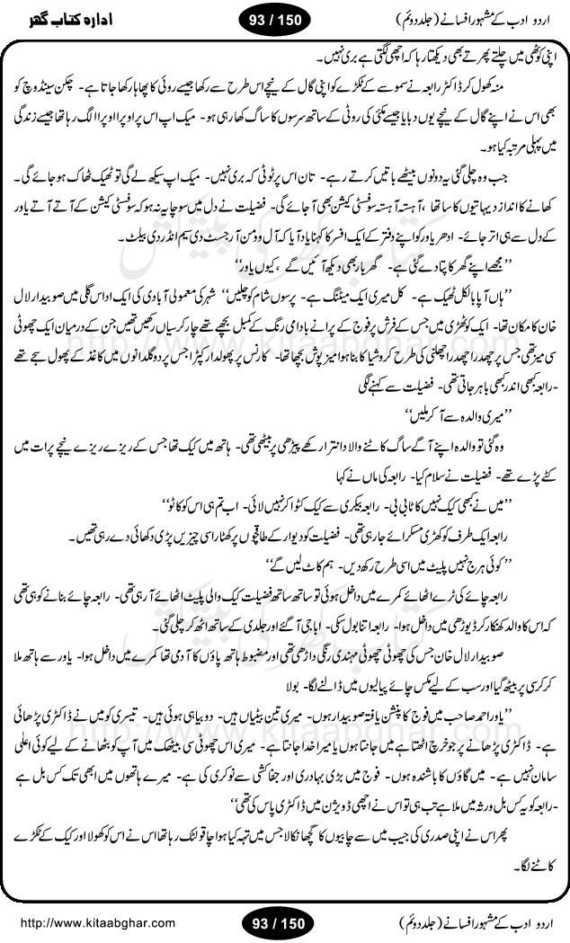 Urdu Adab ke Mashhoor (maroof) Afsanay is a second collection of selective short stories (afsane) of famous urdu writers (afsana nigar). It contains Kali Bala by Shaukat Siddiqi, Qaidi by Ibrahim Jalees, Akhrot Jha chuha bhes by Mumtaz Mufti, Saib ka Darakht, Bottle ka Jini by A. Hameed, Fasla by Wajda Tabassum, Badam Rangi by Balwant Singh, Bayhuda Khawand by Kanhaya Lal Kapoor, Ajeeb Qatal by Sheen Meem Jamil, Dil hi tou hay, Bhanwar, Gondani by Ghulam Abbas, Majeed ka Mazi, Pooja Phadday Baz by Saadat Hasan Manto, Mader Zaad by Khawaja Ahmed Abbas, Ooper Gori ka makaan by Agha Babar, Adha by Gulzar, SahibaN Mirza by Ali Haider Malik, Lottery by Munshi Prem Chand, Molvi Maherban Ali by Ibn-e-Insha, Lemon Juice by Chiter Sain, Gher Qanooni Mashwara, Loh-e-Mazar by MopasaN (terjuma), Aik thi Fakhta by Muhammad Mansha Yaad, Soti Salgira by Ashfaq Ahmed