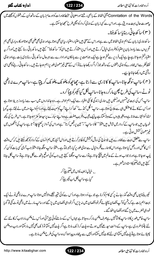 Urdu Muhavrat ka Tehzibi Mutalea (Cultural study of Urdu Idioms) is a great book by Dr. Ishrat Jehan Hashmi, which discusses the role of culture and our society in the idioms and proverbs of Urdu / Hindi. Its an excellent effort and very hand for urdu learning students as well as those individuals who like to study the roots of our culture, language, society