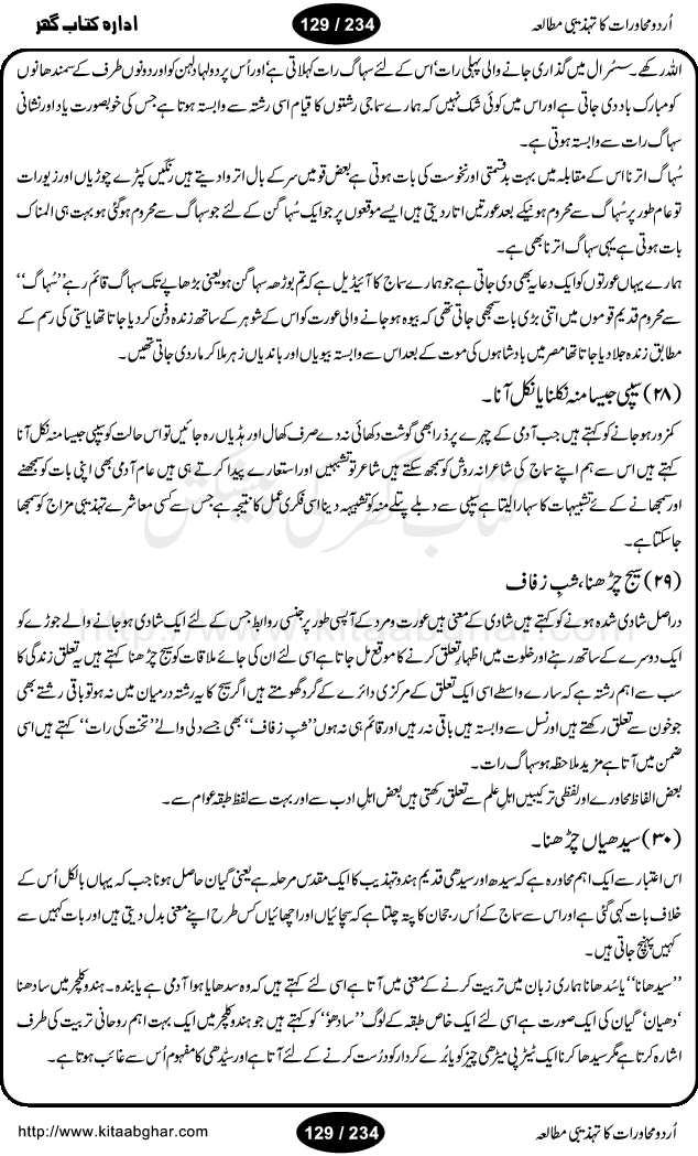 Urdu Muhavrat ka Tehzibi Mutalea (Cultural study of Urdu Idioms) is a great book by Dr. Ishrat Jehan Hashmi, which discusses the role of culture and our society in the idioms and proverbs of Urdu / Hindi. Its an excellent effort and very hand for urdu learning students as well as those individuals who like to study the roots of our culture, language, society