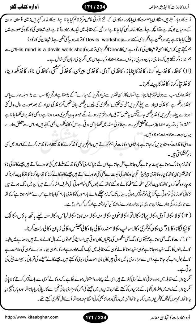 Urdu Muhavrat ka Tehzibi Mutalea (Cultural study of Urdu Idioms) is a great book by Dr. Ishrat Jehan Hashmi, which discusses the role of culture and our society in the idioms and proverbs of Urdu / Hindi. Its an excellent effort and very hand for urdu learning students as well as those individuals who like to study the roots of our culture, language, society