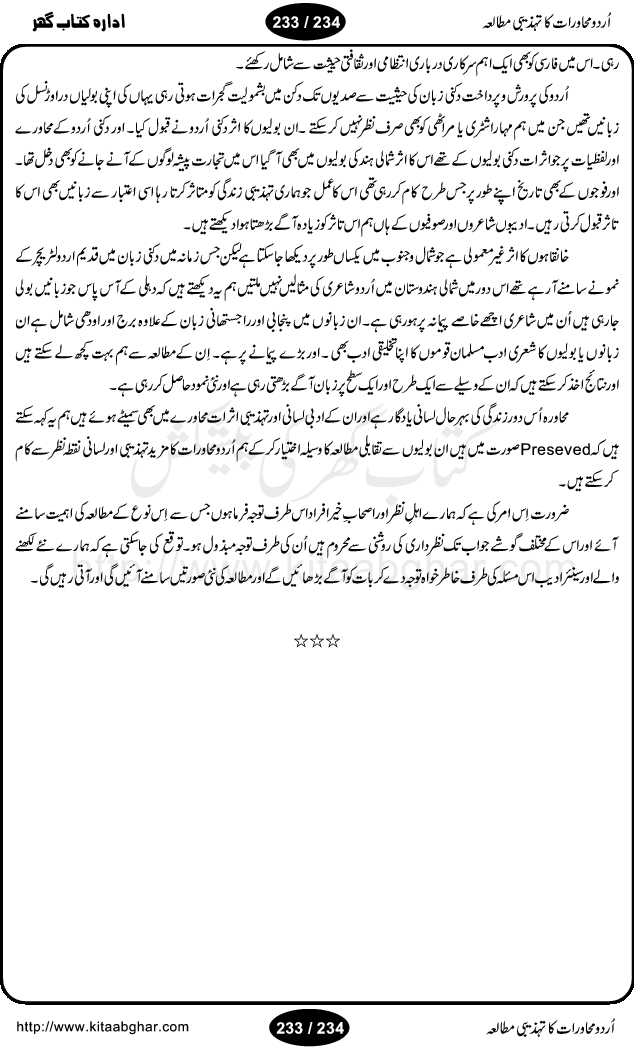 Urdu Muhavrat ka Tehzibi Mutalea (Cultural study of Urdu Idioms) is a great book by Dr. Ishrat Jehan Hashmi, which discusses the role of culture and our society in the idioms and proverbs of Urdu / Hindi. Its an excellent effort and very hand for urdu learning students as well as those individuals who like to study the roots of our culture, language, society