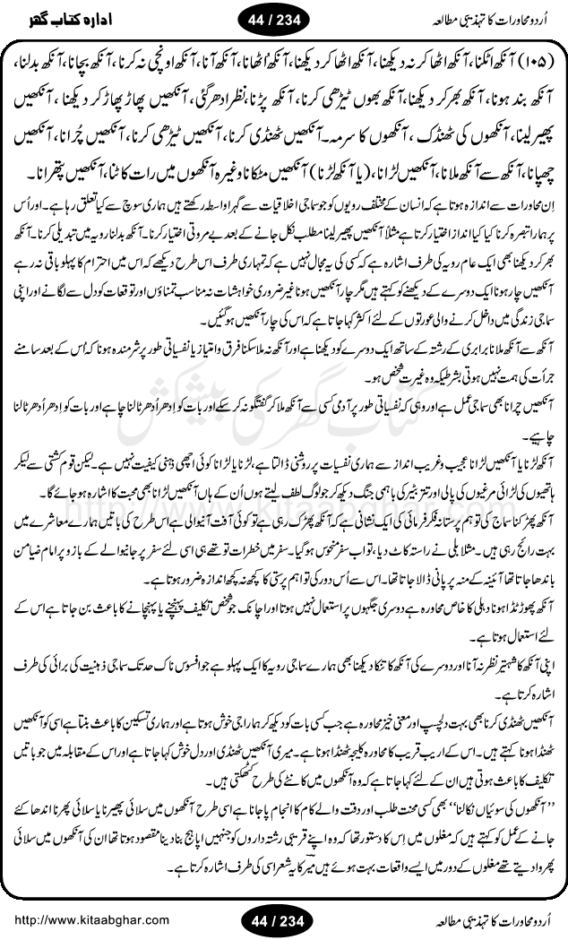 Urdu Muhavrat ka Tehzibi Mutalea (Cultural study of Urdu Idioms) is a great book by Dr. Ishrat Jehan Hashmi, which discusses the role of culture and our society in the idioms and proverbs of Urdu / Hindi. Its an excellent effort and very hand for urdu learning students as well as those individuals who like to study the roots of our culture, language, society